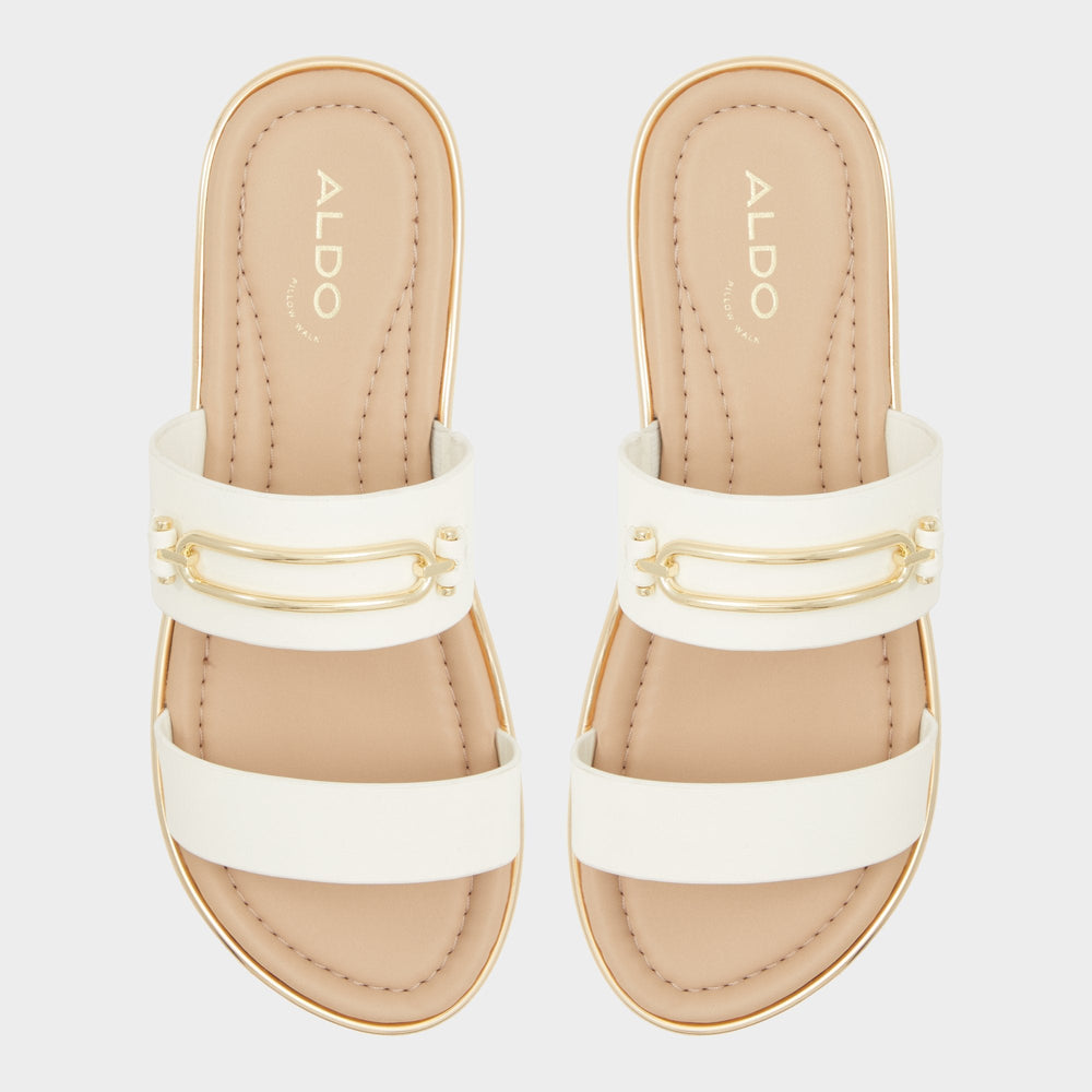 Aldo Lagoon White Women's Strappy sandals - Slide sandal, Footbed sandal