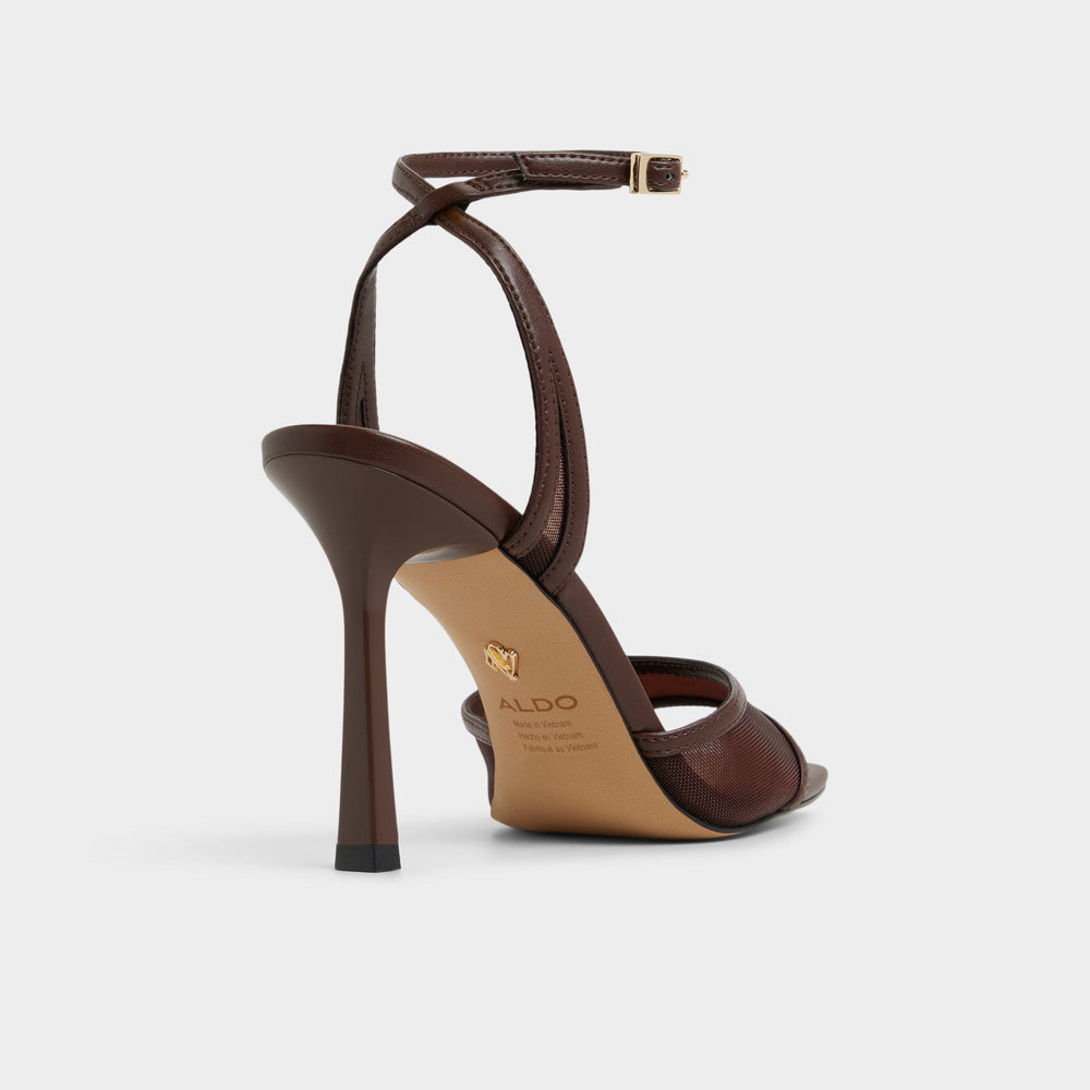 Aldo Sharra in Dark Brown - Strappy heeled sandal, Stiletto heel