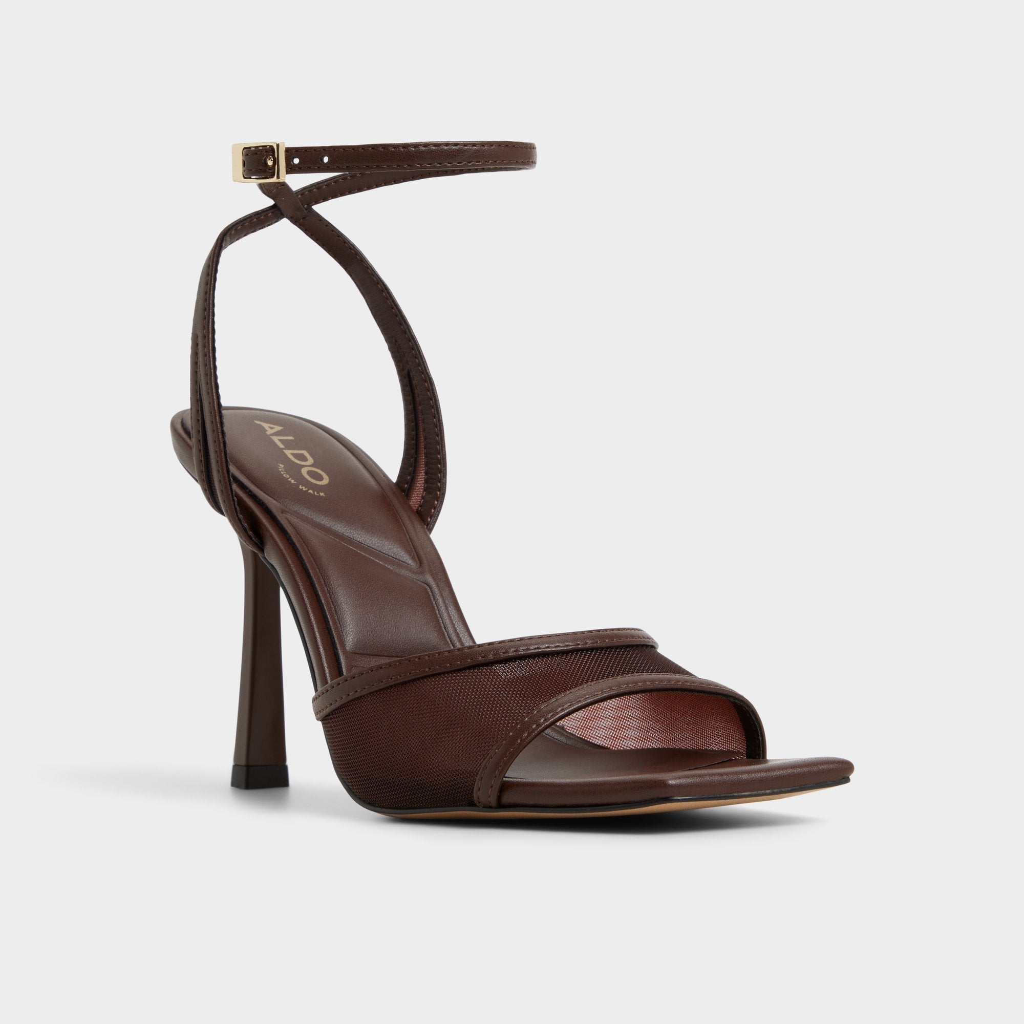Aldo Sharra in Dark Brown - Strappy heeled sandal, Stiletto heel