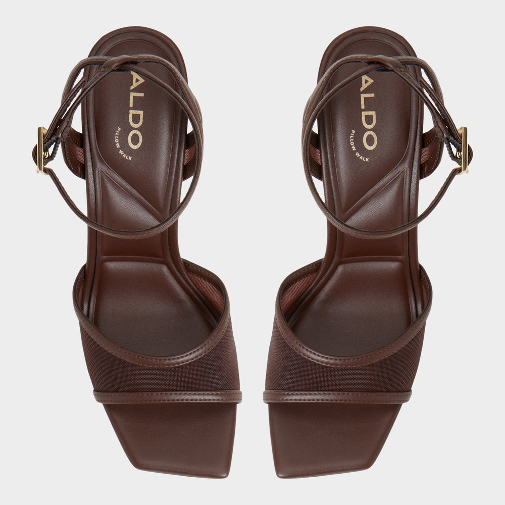 Aldo Sharra in Dark Brown - Strappy heeled sandal, Stiletto heel