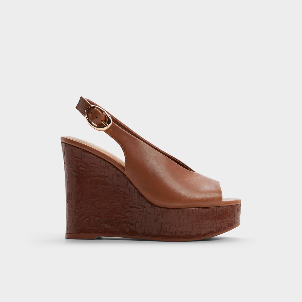 Aldo Tatianah in Dark Brown - Sling back heeled sandal, Wedge heel