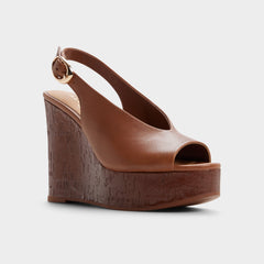 Aldo Tatianah in Dark Brown - Sling back heeled sandal, Wedge heel