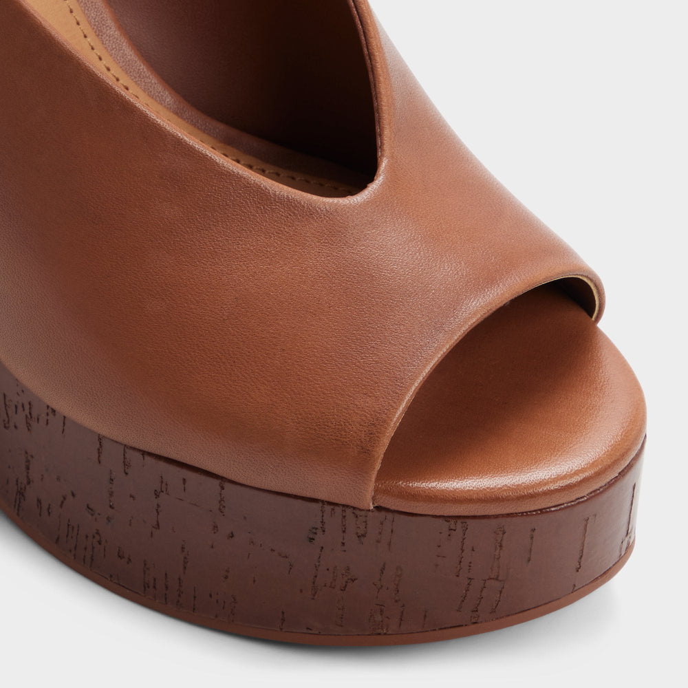 Aldo Tatianah in Dark Brown - Sling back heeled sandal, Wedge heel