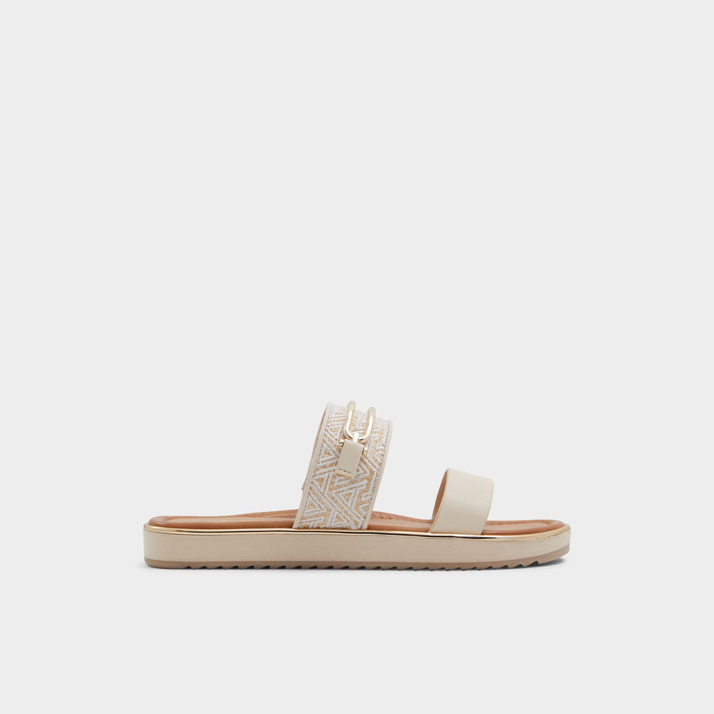 Aldo Lagoon Other Beige Synthetic Print Women's Footbed sandals - Slide sandal, Footbed sandal