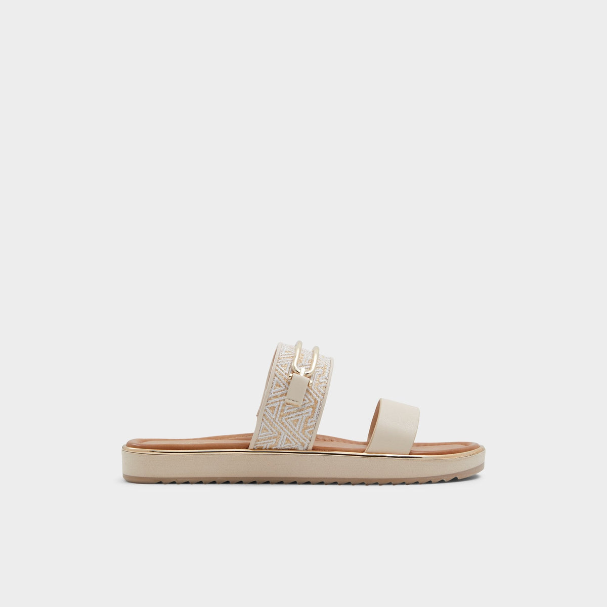 Aldo Lagoon Other Beige Synthetic Print Women's Footbed sandals - Slide sandal, Footbed sandal