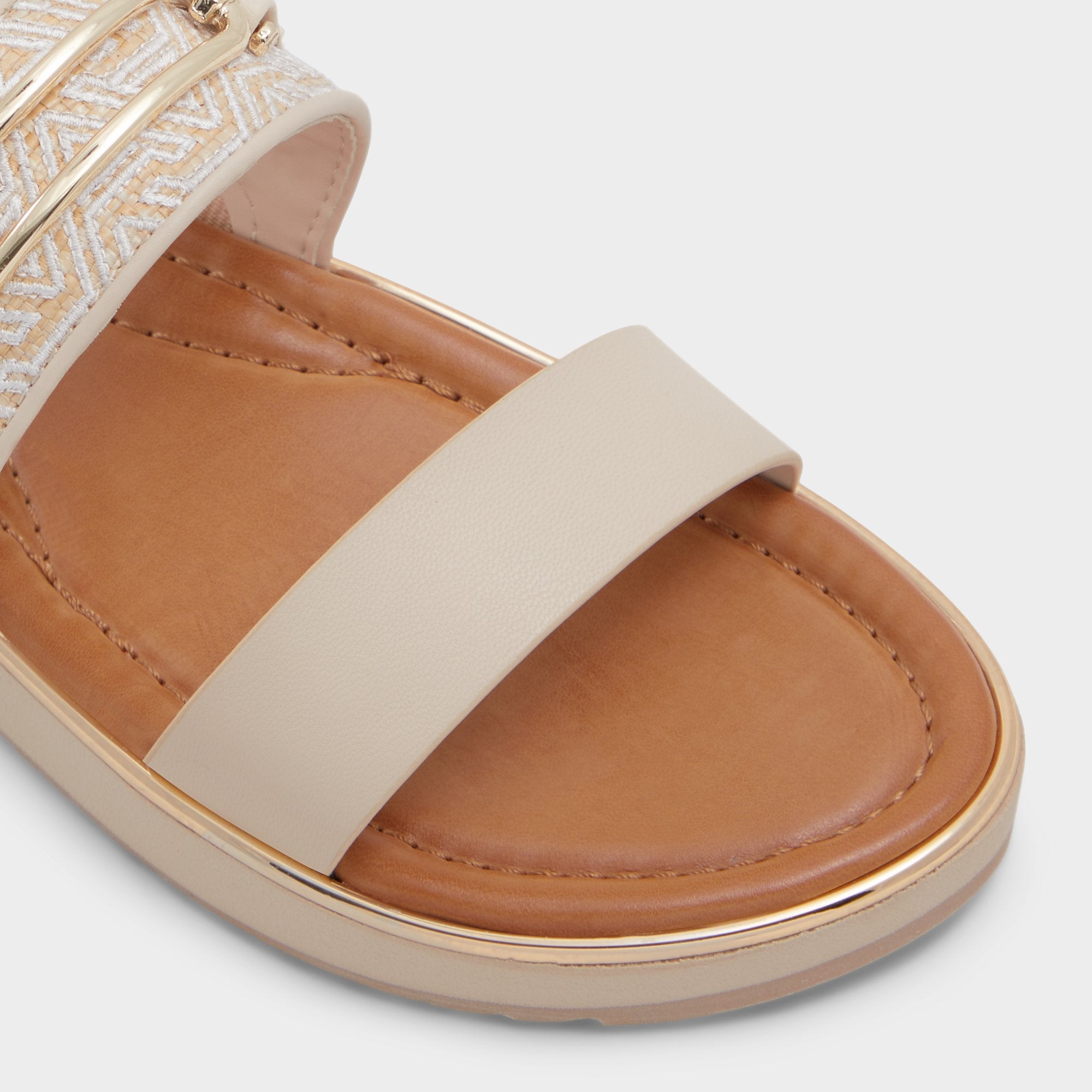 Aldo Lagoon Other Beige Synthetic Print Women's Footbed sandals - Slide sandal, Footbed sandal