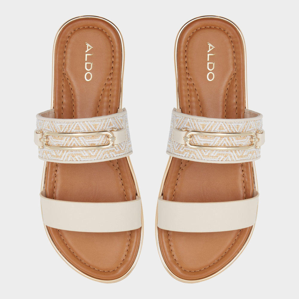 Aldo Lagoon Other Beige Synthetic Print Women's Footbed sandals - Slide sandal, Footbed sandal