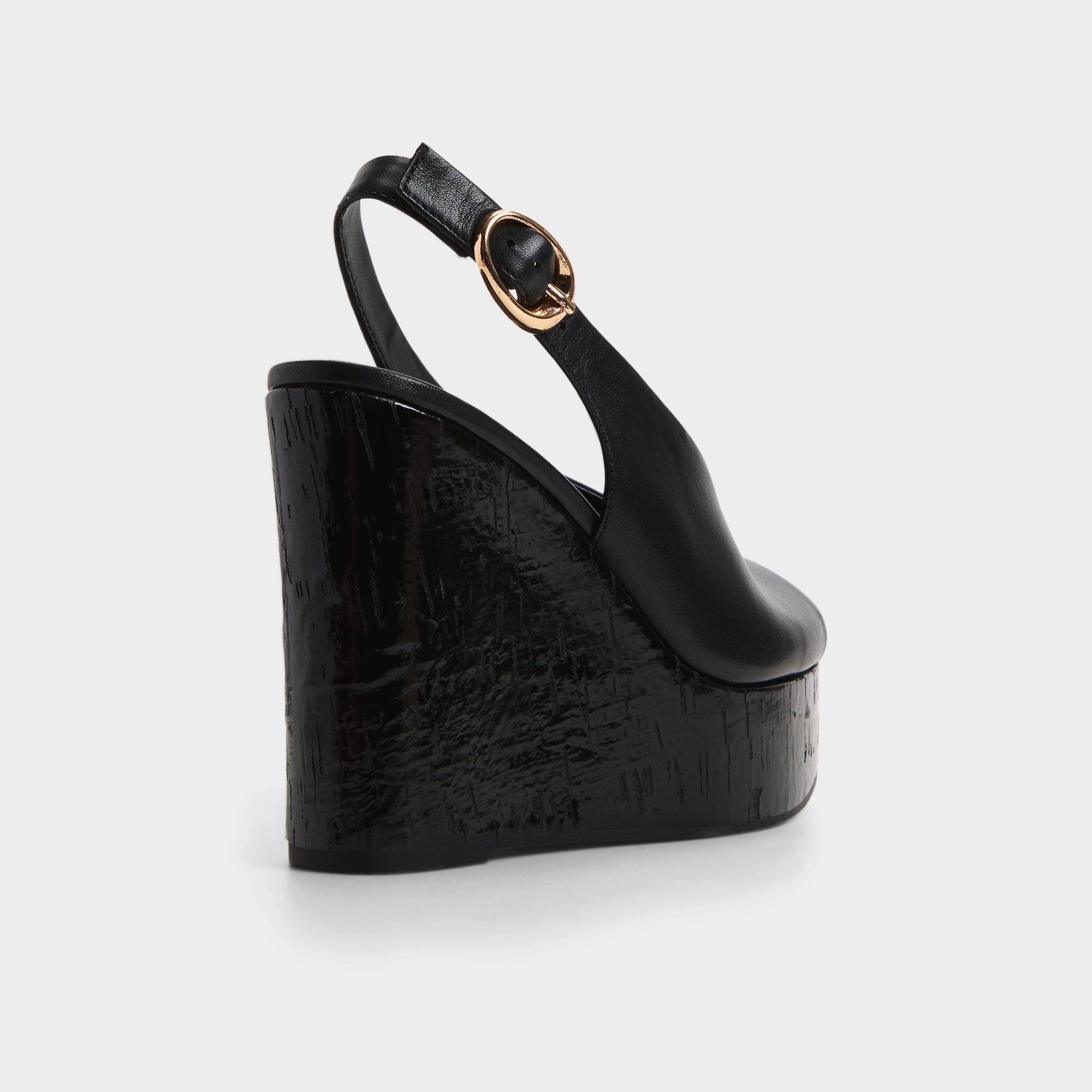 Aldo Tatianah in Black - Sling back heeled sandal, Wedge heel