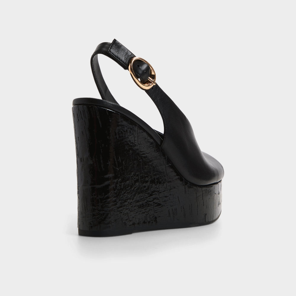 Aldo Tatianah in Black - Sling back heeled sandal, Wedge heel