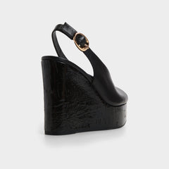 Aldo Tatianah in Black - Sling back heeled sandal, Wedge heel