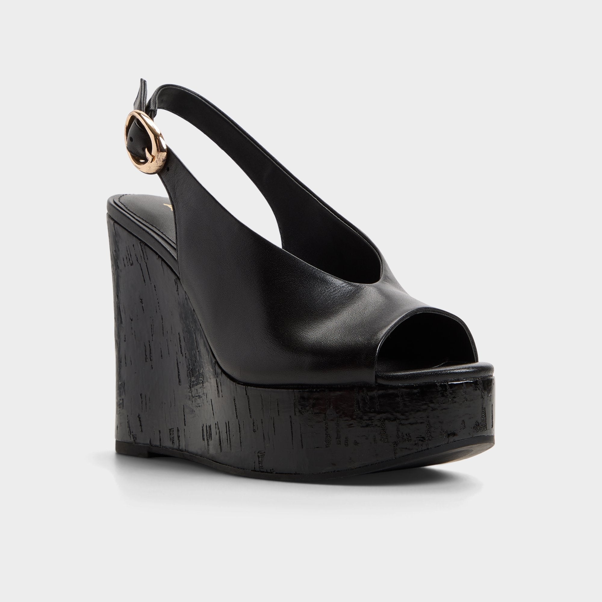 Aldo Tatianah in Black - Sling back heeled sandal, Wedge heel