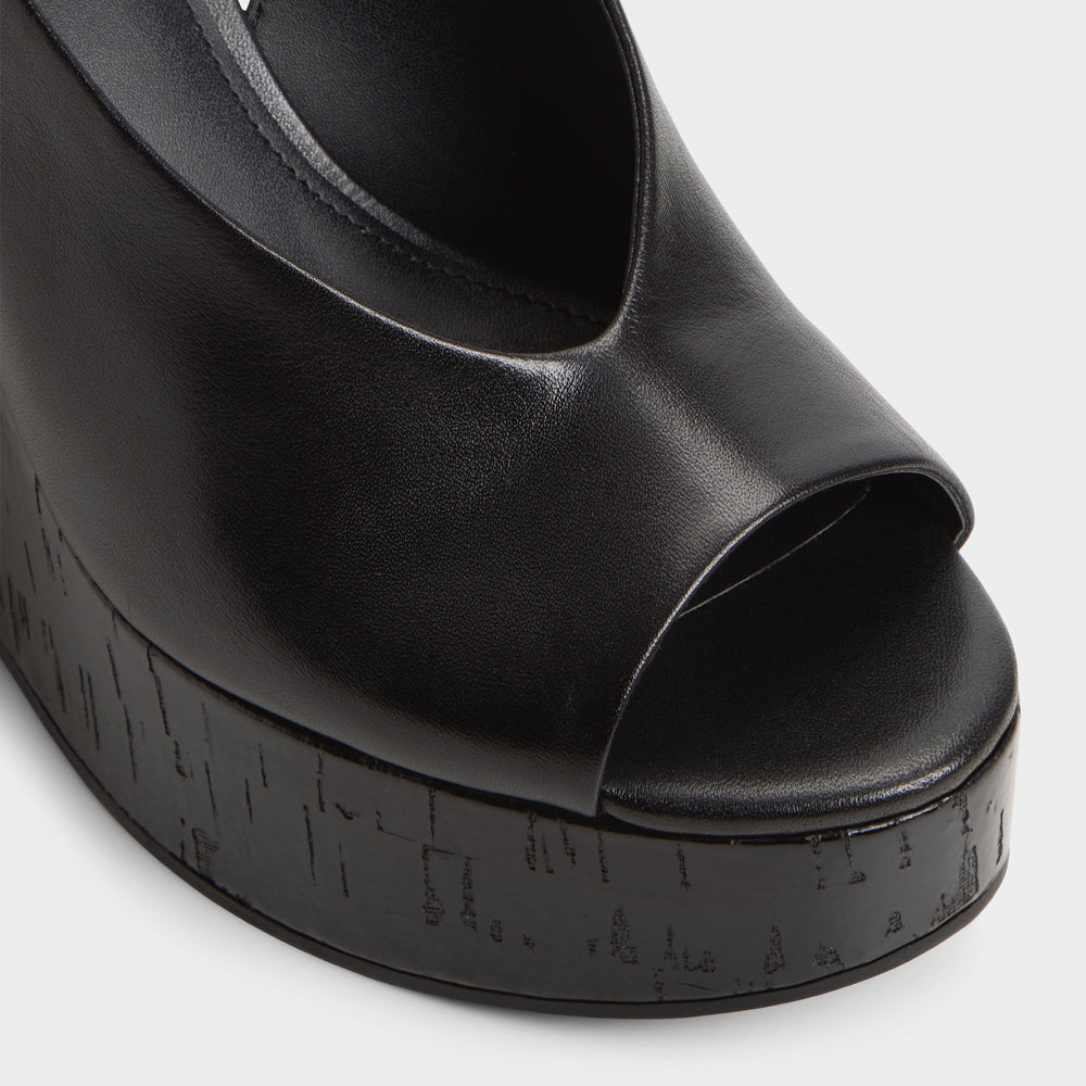 Aldo Tatianah in Black - Sling back heeled sandal, Wedge heel