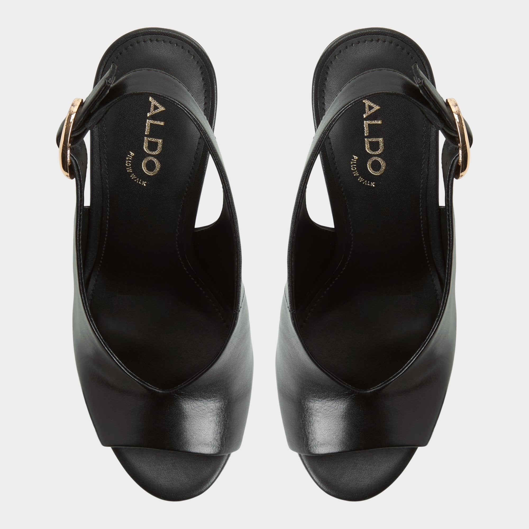Aldo Tatianah in Black - Sling back heeled sandal, Wedge heel