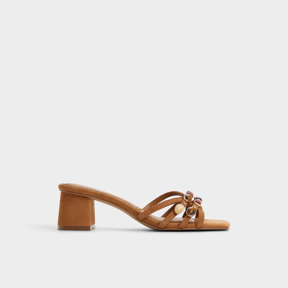 Aldo Jemstone in Medium Brown - Strappy heeled sandal, Block heel