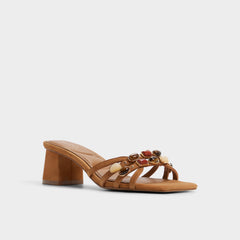 Aldo Jemstone in Medium Brown - Strappy heeled sandal, Block heel