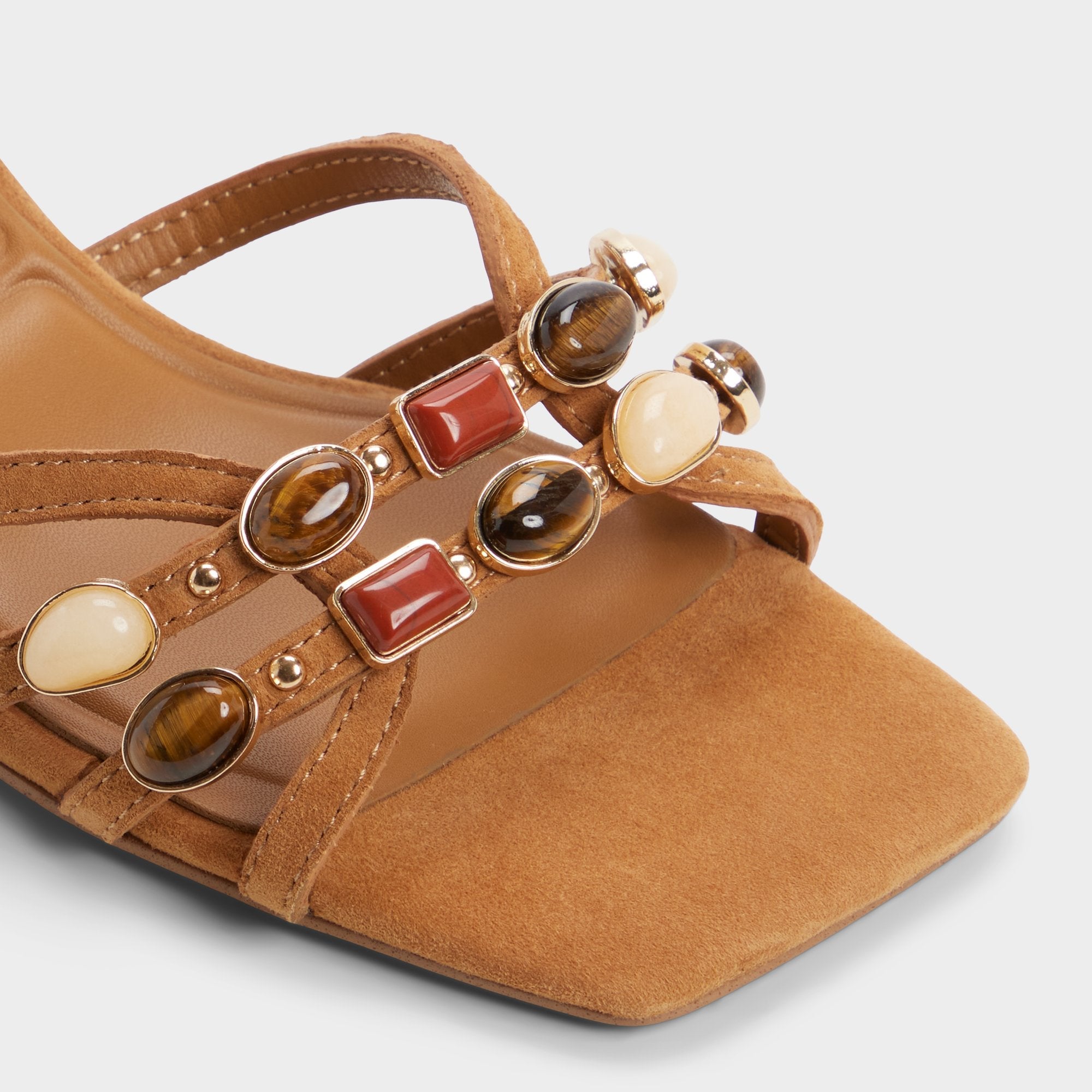 Aldo Jemstone in Medium Brown - Strappy heeled sandal, Block heel