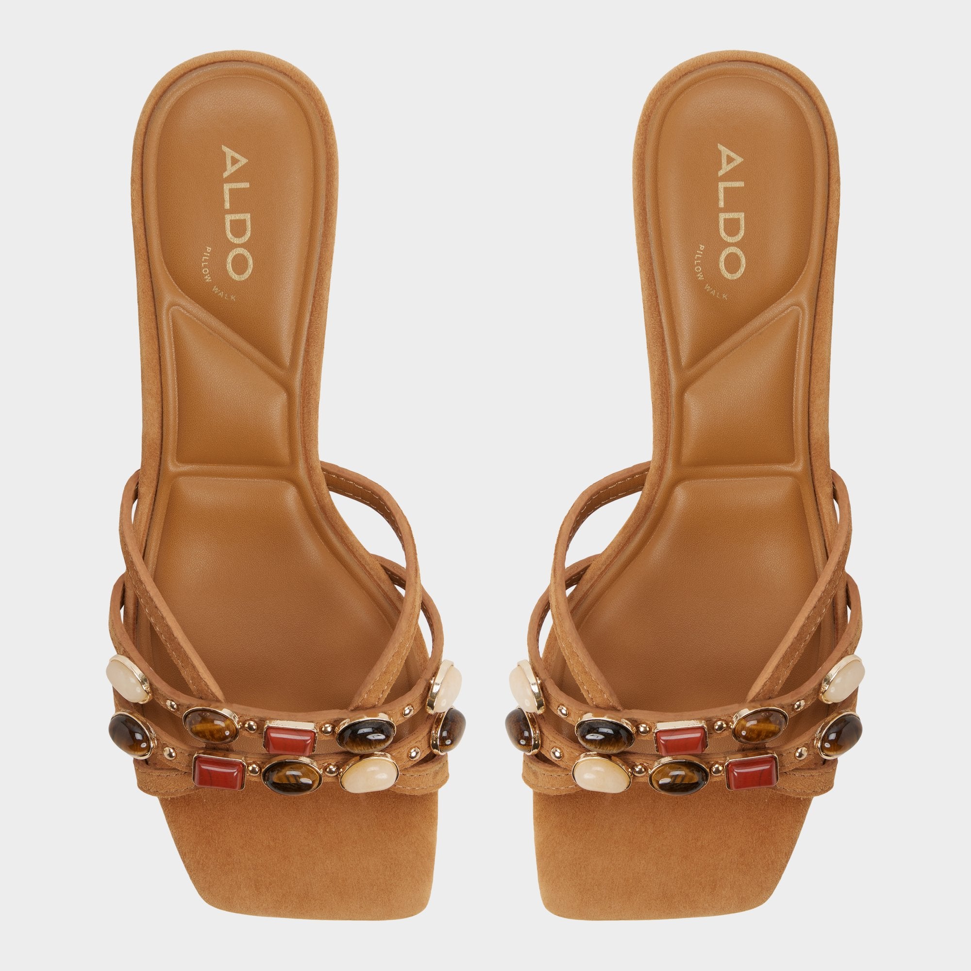 Aldo Jemstone in Medium Brown - Strappy heeled sandal, Block heel