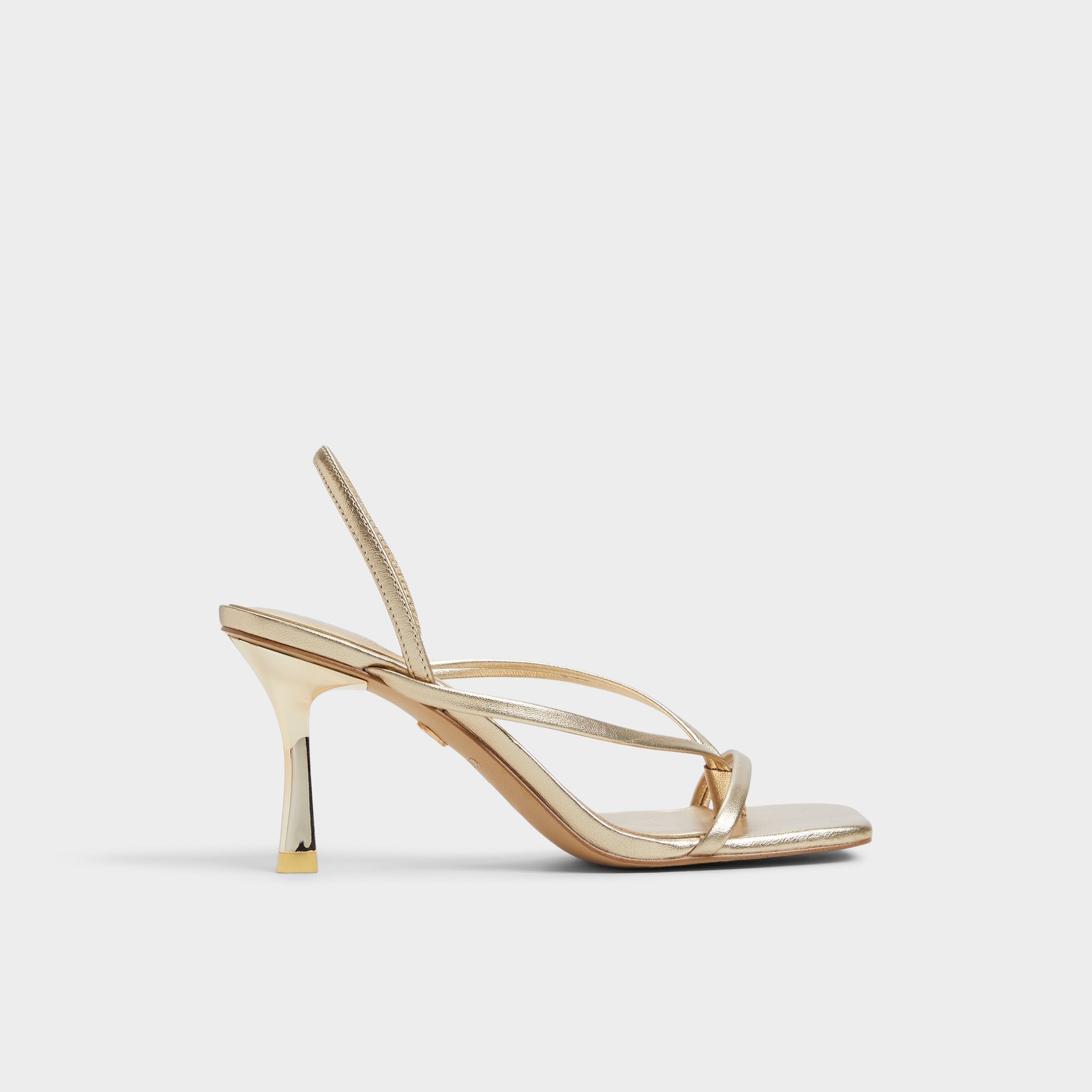 Aldo Riva Gold Women's Strappy sandals - Sling back heeled sandal, Stiletto heel