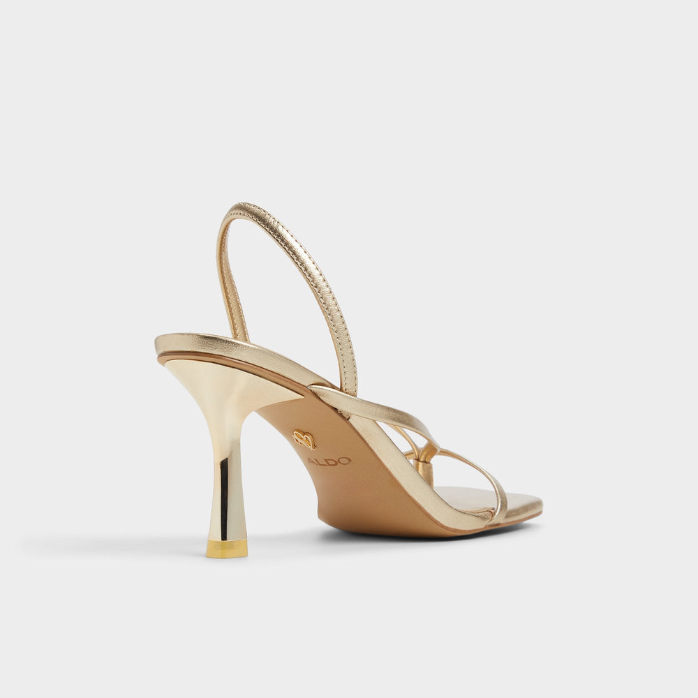 Aldo Riva Gold Women's Strappy sandals - Sling back heeled sandal, Stiletto heel