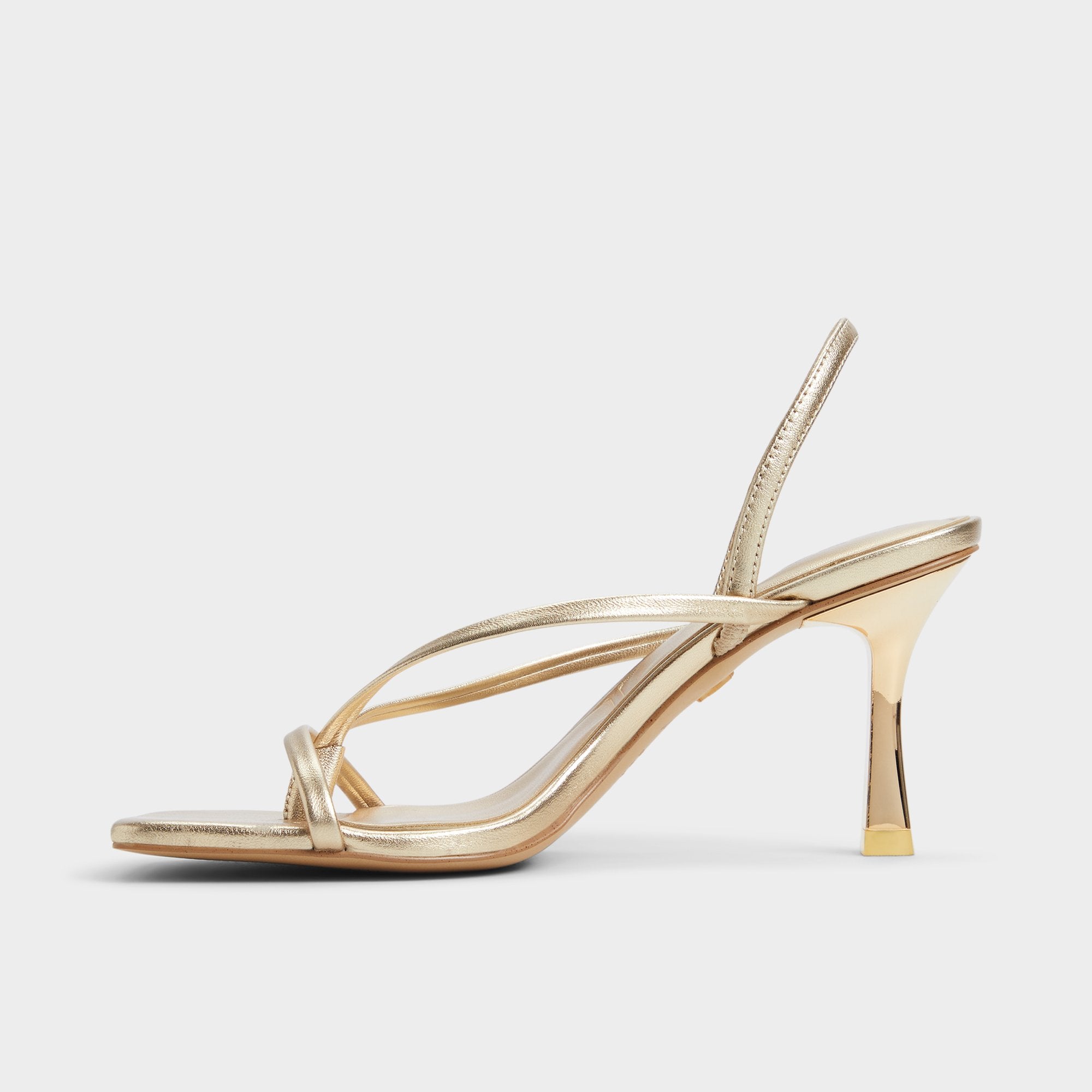Aldo Riva Gold Women's Strappy sandals - Sling back heeled sandal, Stiletto heel
