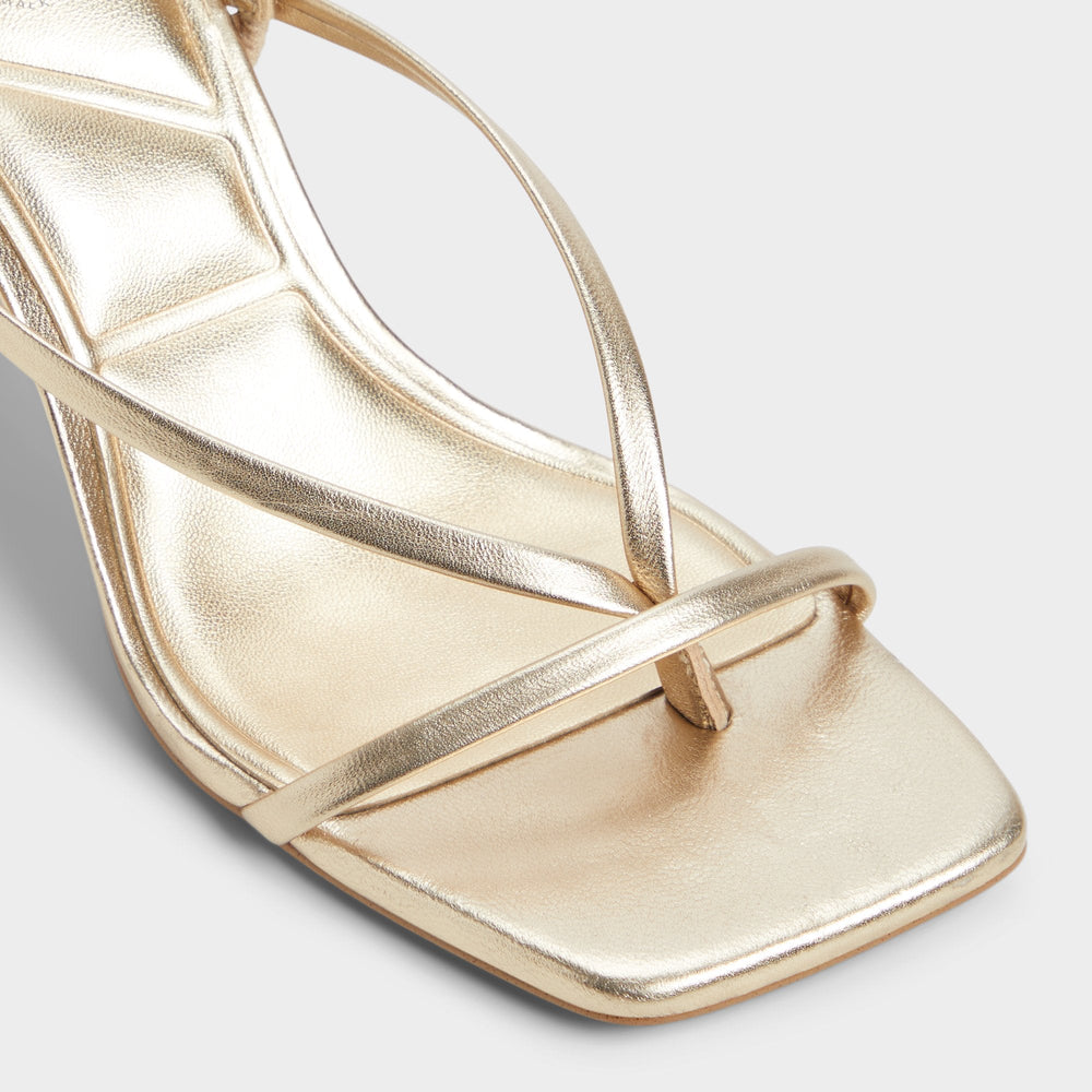 Aldo Riva Gold Women's Strappy sandals - Sling back heeled sandal, Stiletto heel