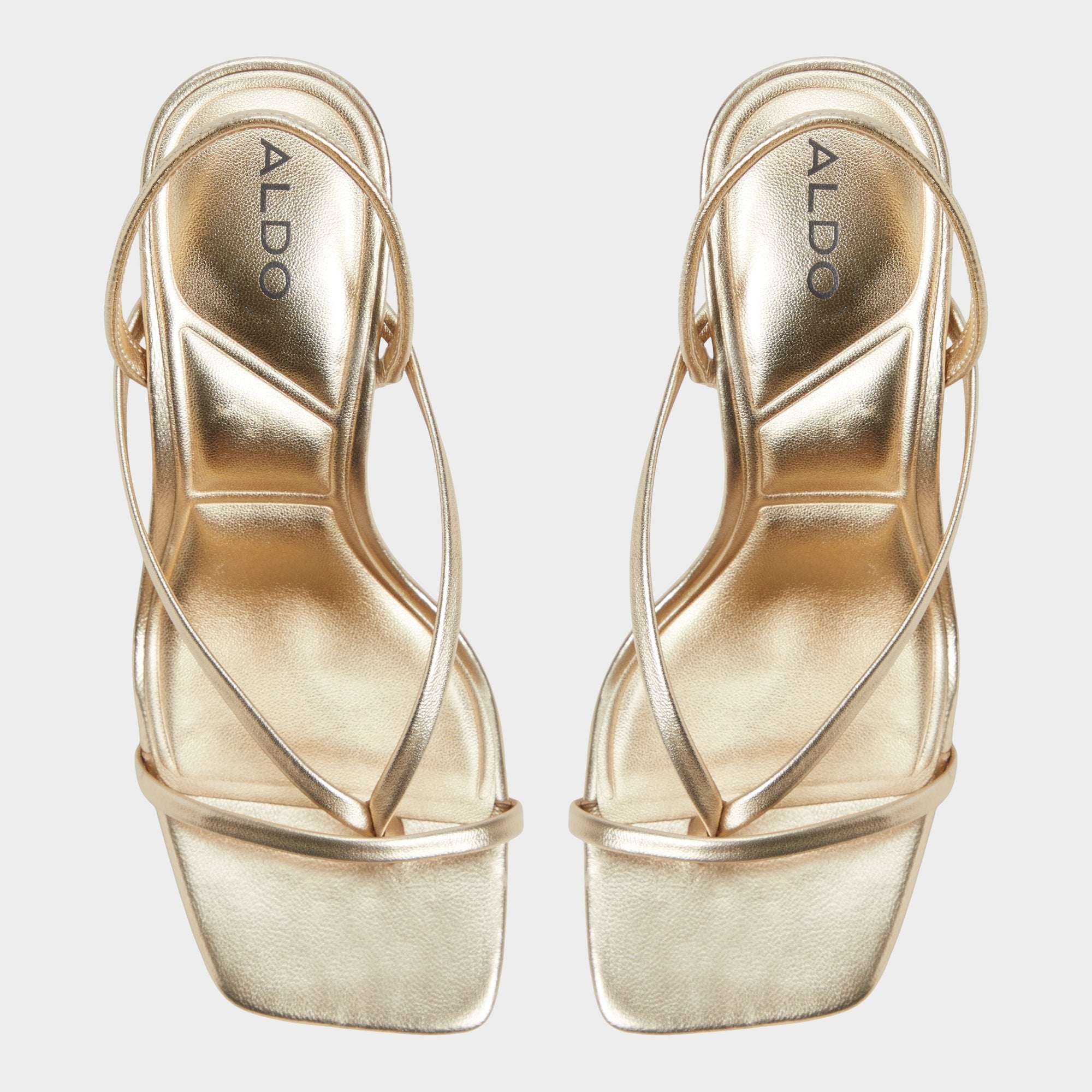 Aldo Riva Gold Women's Strappy sandals - Sling back heeled sandal, Stiletto heel