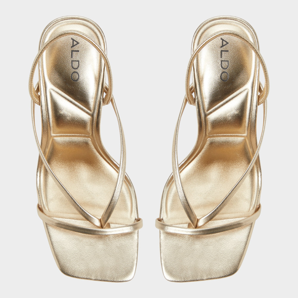 Aldo Riva Gold Women's Strappy sandals - Sling back heeled sandal, Stiletto heel