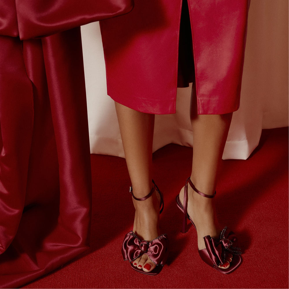 Aldo Tinsel in Bordo - Strappy heeled sandal, Stiletto heel