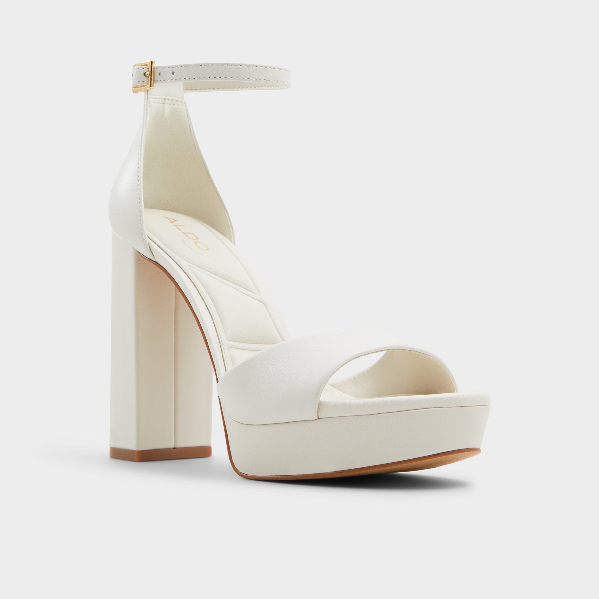 Aldo Enaegyn2.0 White/Bone Women's Platform Shoes - Strappy heeled sandal, Block heel