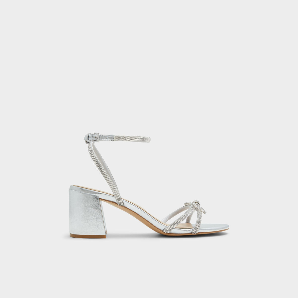 Aldo Bouclette Silver Women's Block heels - Strappy heeled sandal, Block heel