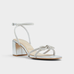 Aldo Bouclette Silver Women's Block heels - Strappy heeled sandal, Block heel
