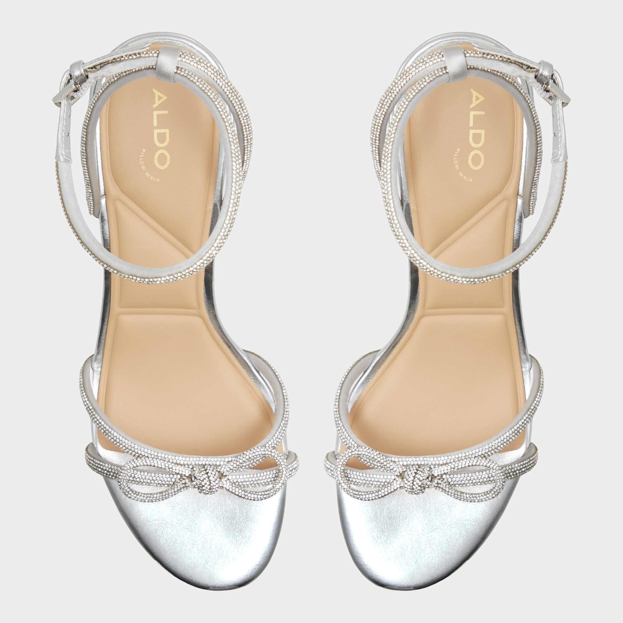 Aldo Bouclette Silver Women's Block heels - Strappy heeled sandal, Block heel