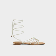 Aldo Nirena White/Bone Women's Flats - Strappy flat sandal