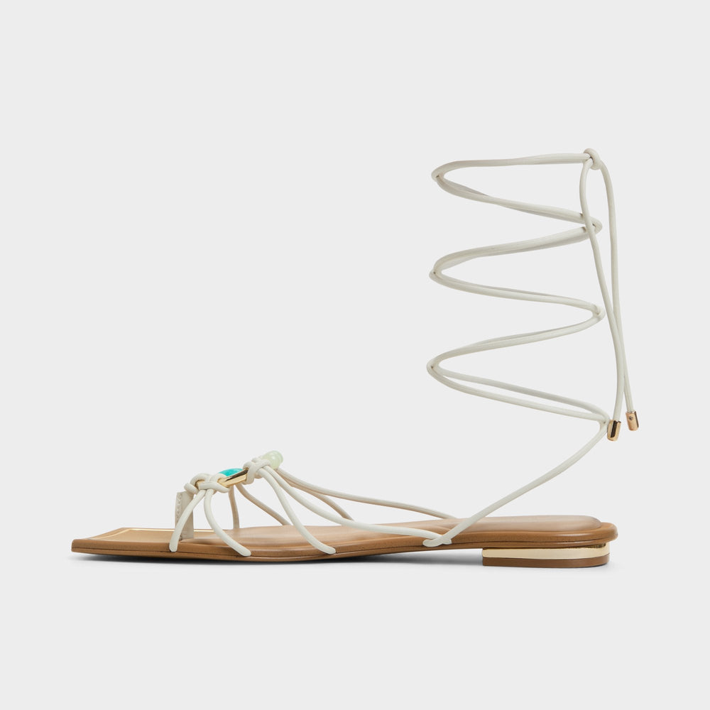Aldo Nirena White/Bone Women's Flats - Strappy flat sandal