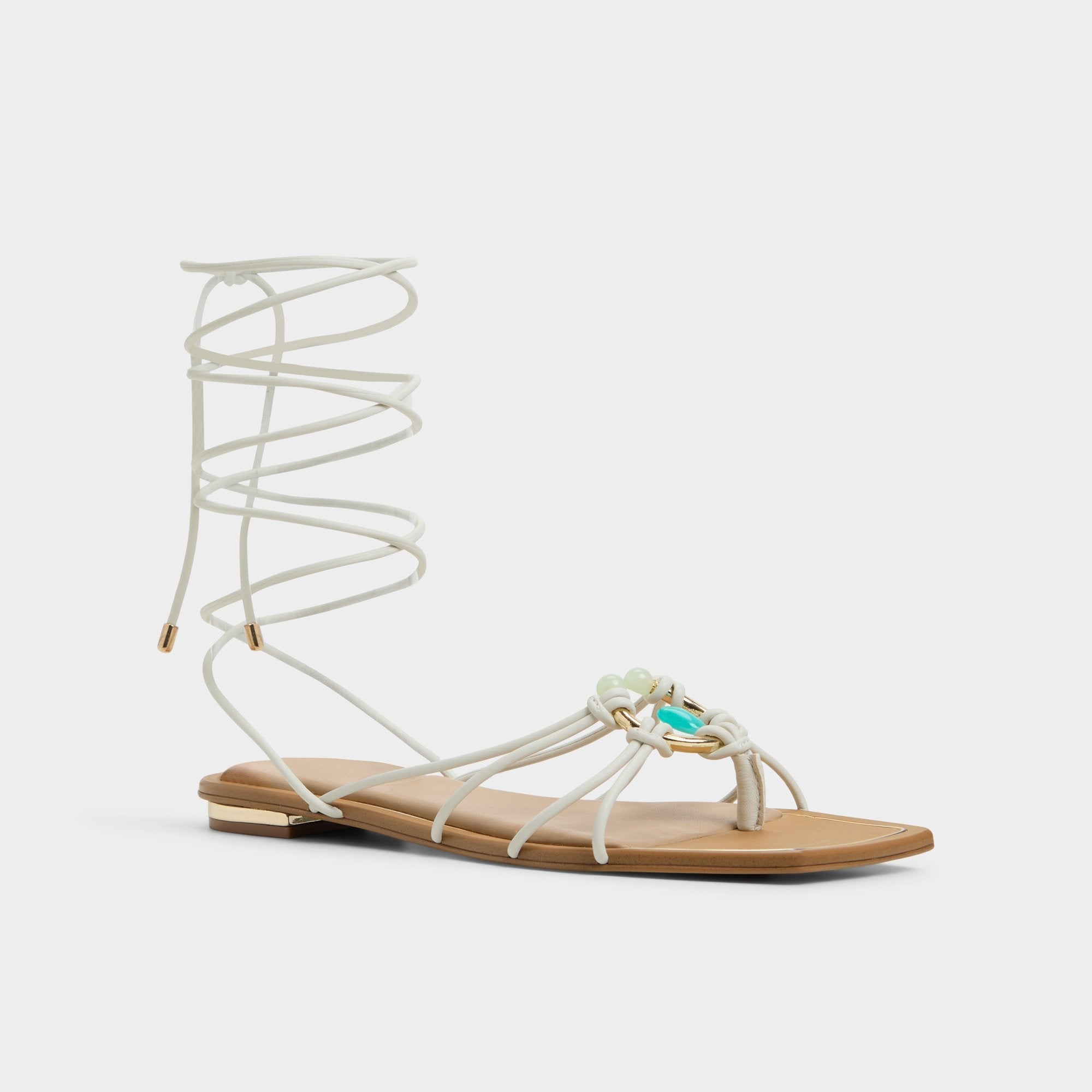 Aldo Nirena White/Bone Women's Flats - Strappy flat sandal