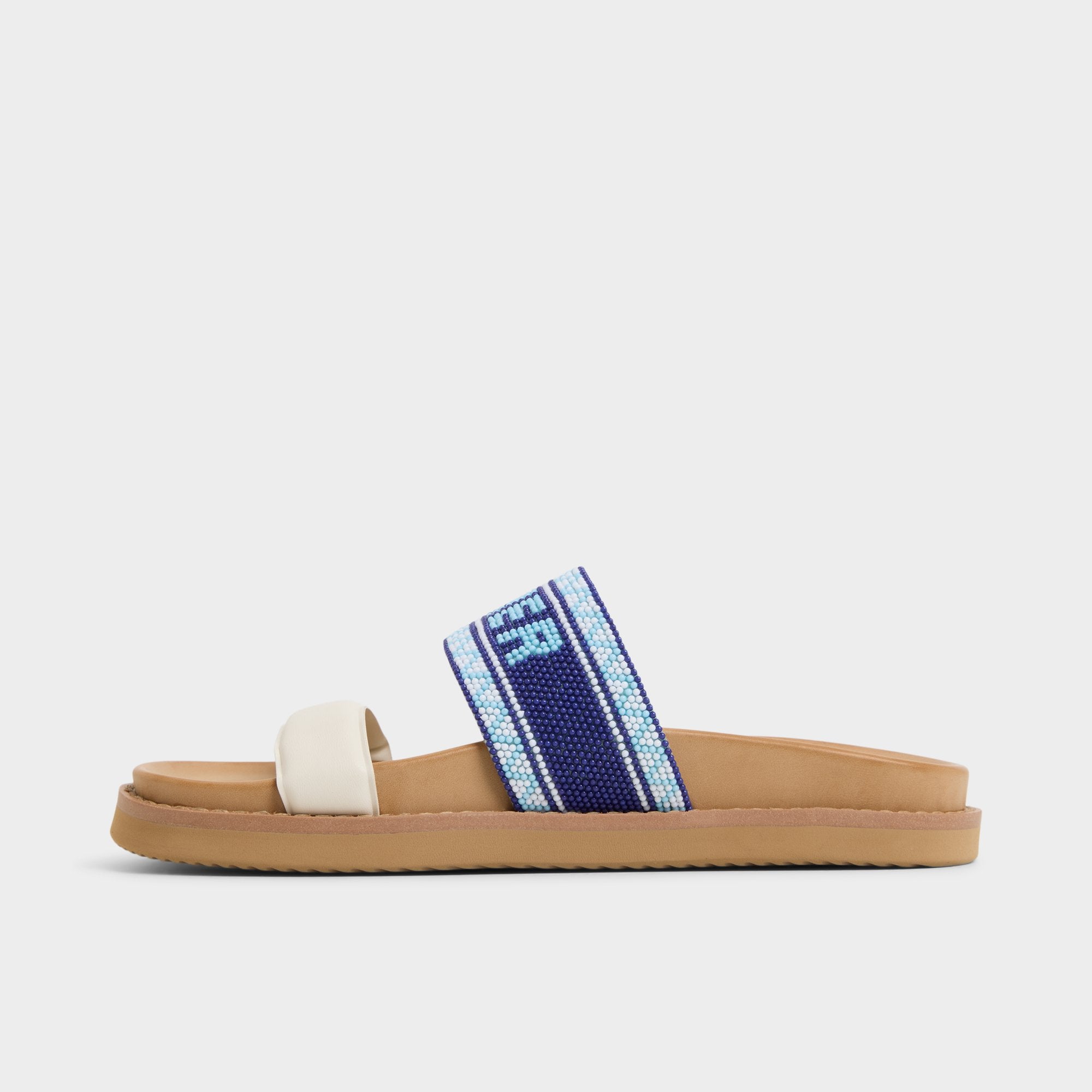 Aldo Beachvacay White/Blue Women's Footbed sandals - Slide sandal, Footbed sandal