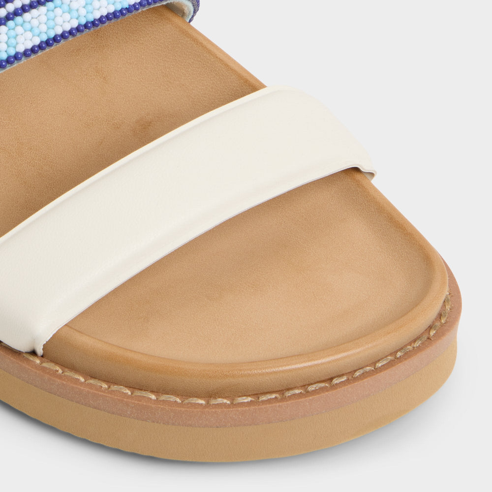 Aldo Beachvacay White/Blue Women's Footbed sandals - Slide sandal, Footbed sandal