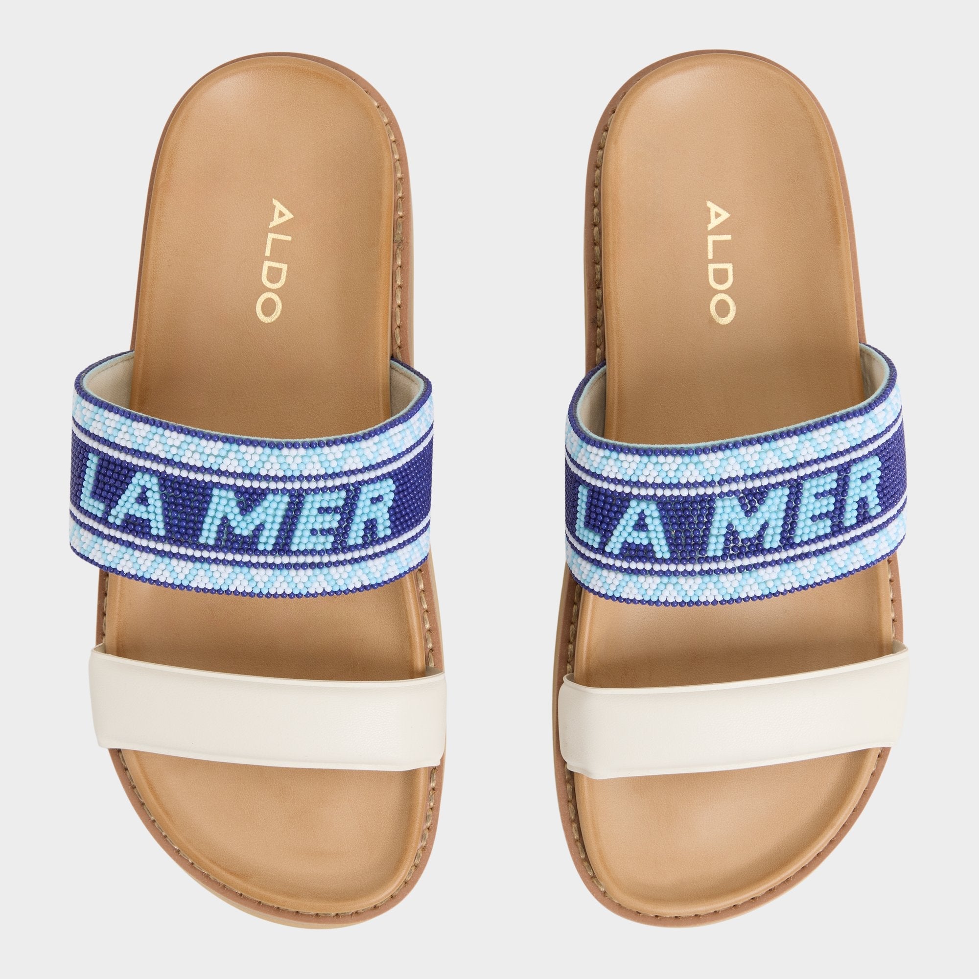 Aldo Beachvacay White/Blue Women's Footbed sandals - Slide sandal, Footbed sandal