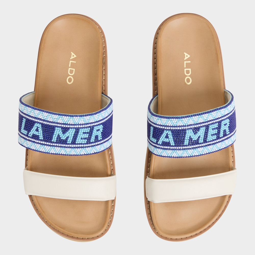 Aldo Beachvacay White/Blue Women's Footbed sandals - Slide sandal, Footbed sandal