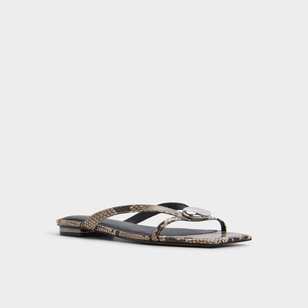 Aldo Iliria White/Black Women's Flats - Slide sandal