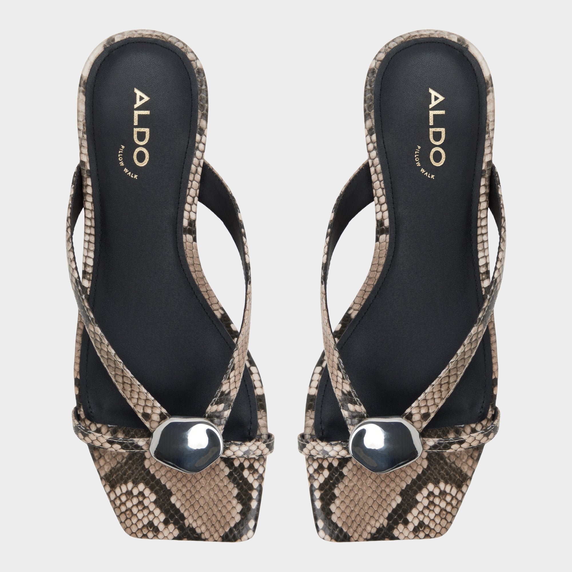 Aldo Iliria White/Black Women's Flats - Slide sandal