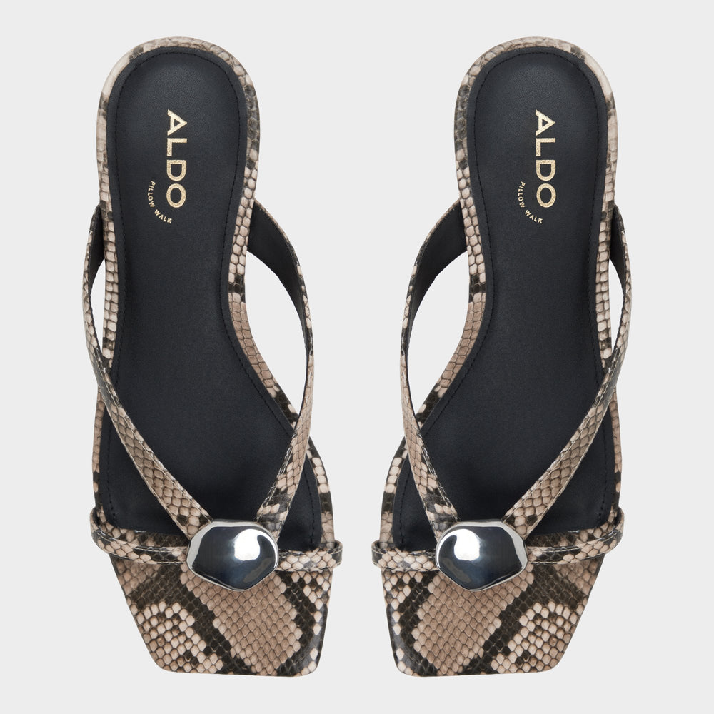 Aldo Iliria White/Black Women's Flats - Slide sandal