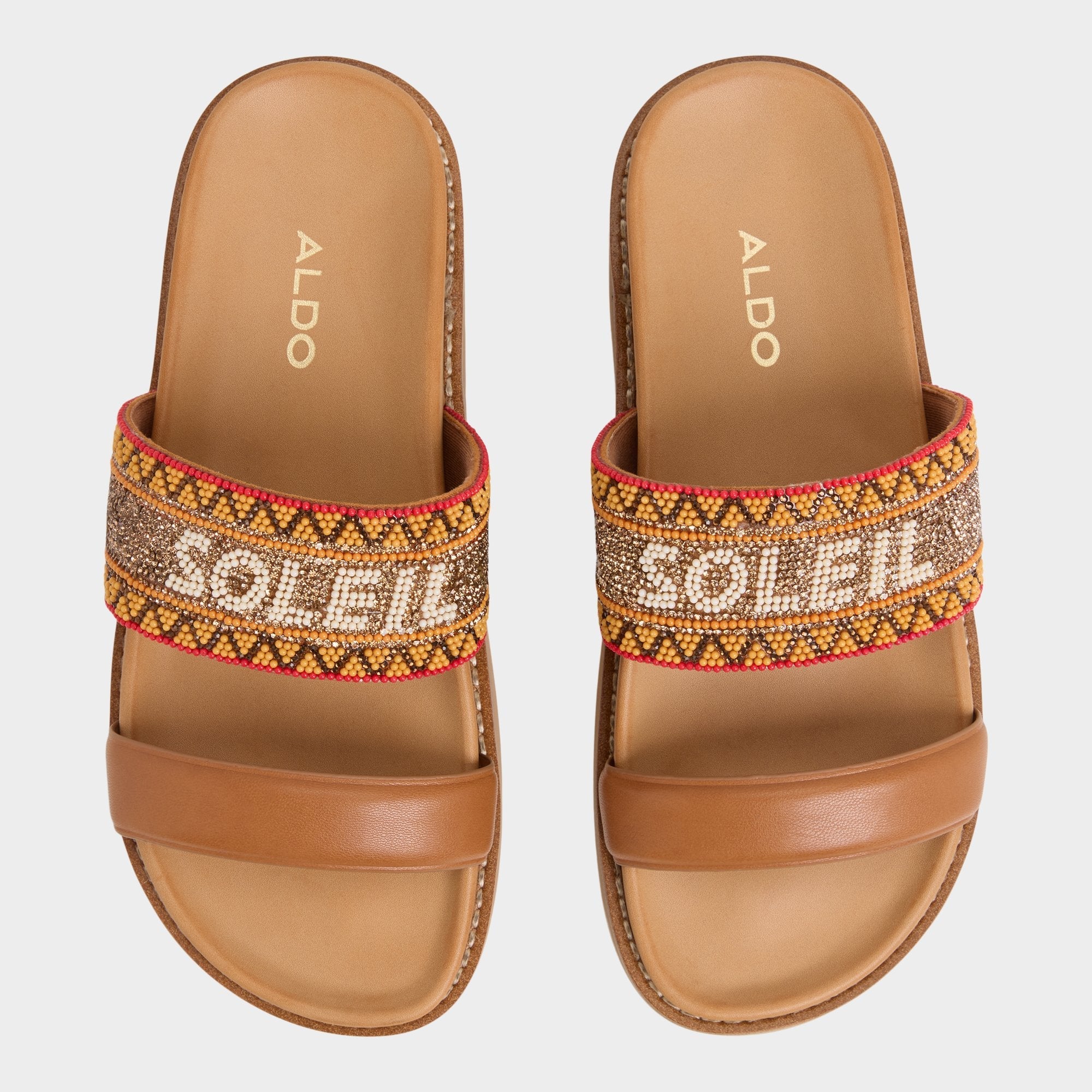 Aldo Beachvacay Brown Multi Women's Footbed sandals -