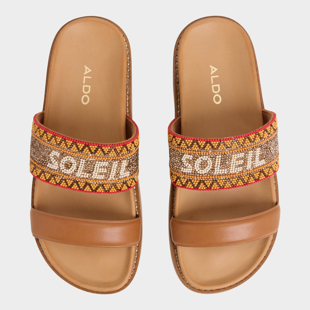 Aldo Beachvacay Brown Multi Women's Footbed sandals -