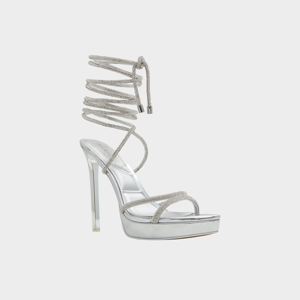 Aldo Izabella in Silver 13621003 - Strappy heeled sandal, Platform