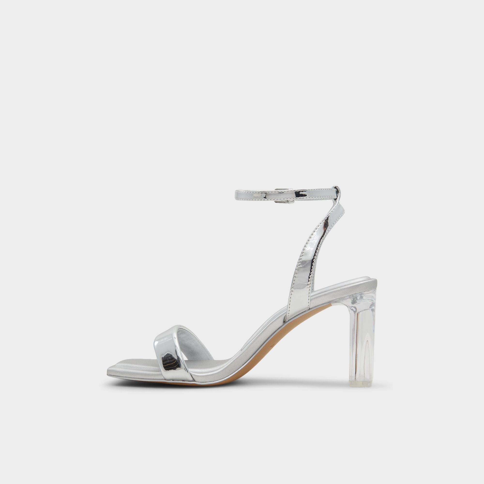 Aldo Aurorai Silver Women's Block heels - Strappy heeled sandal, Block heel