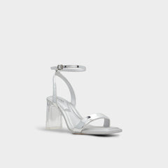 Aldo Aurorai Silver Women's Block heels - Strappy heeled sandal, Block heel