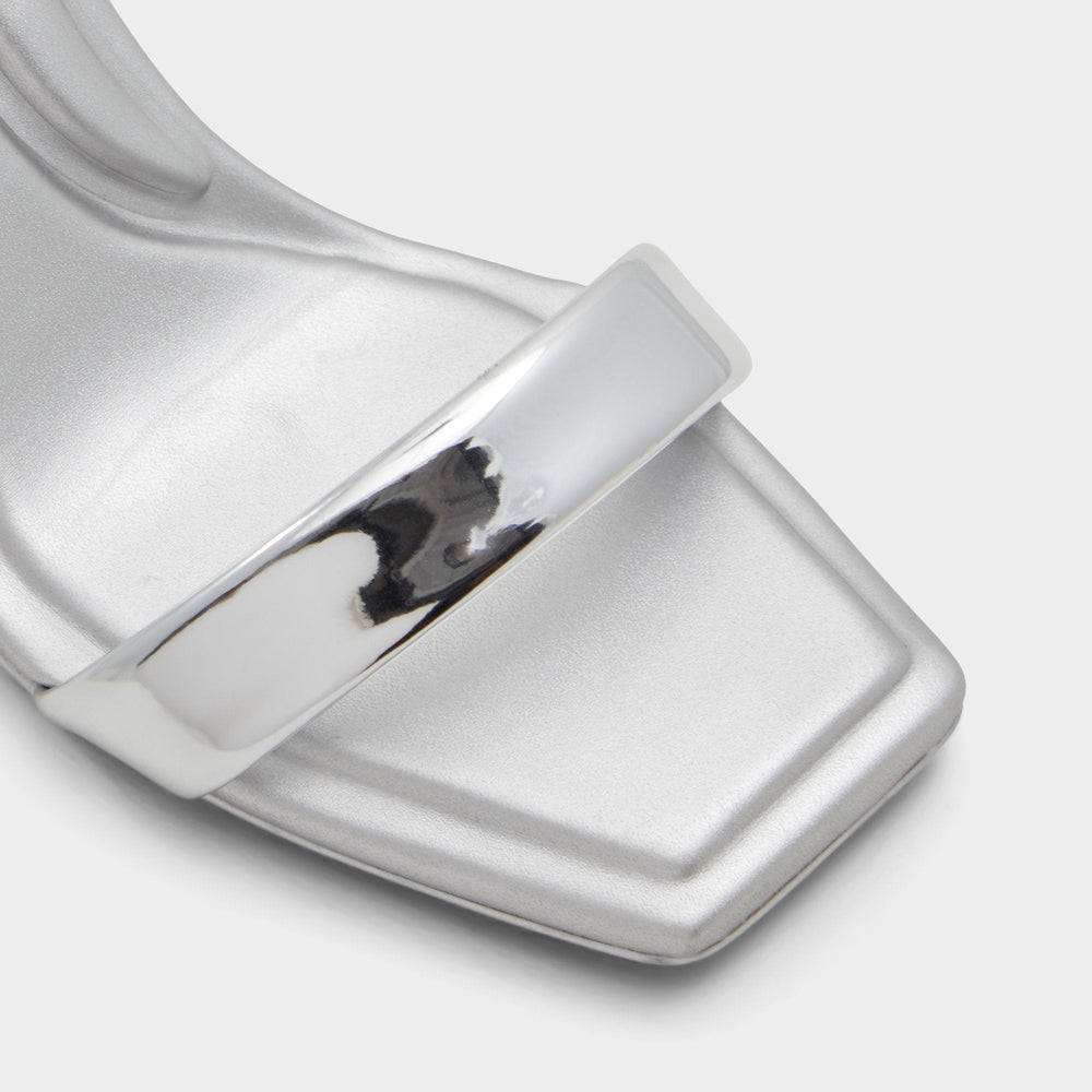 Aldo Aurorai Silver Women's Block heels - Strappy heeled sandal, Block heel