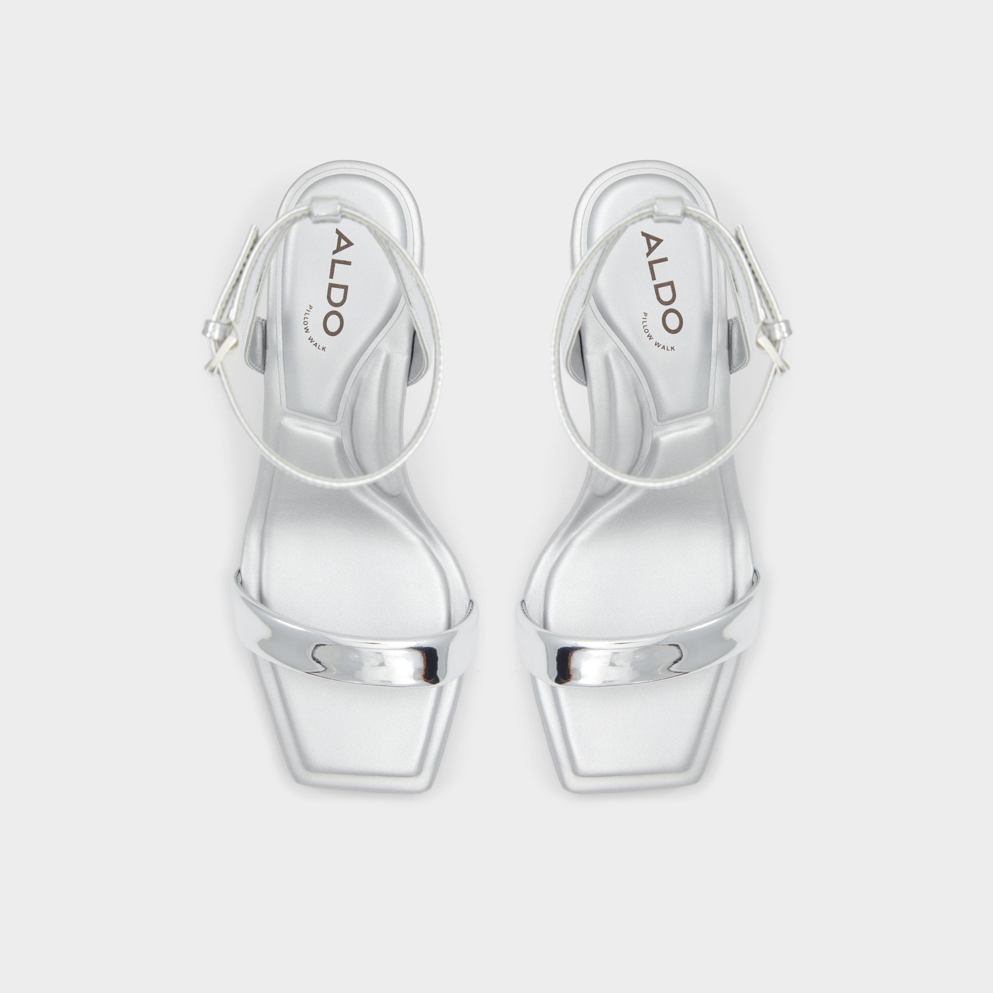 Aldo Aurorai Silver Women's Block heels - Strappy heeled sandal, Block heel
