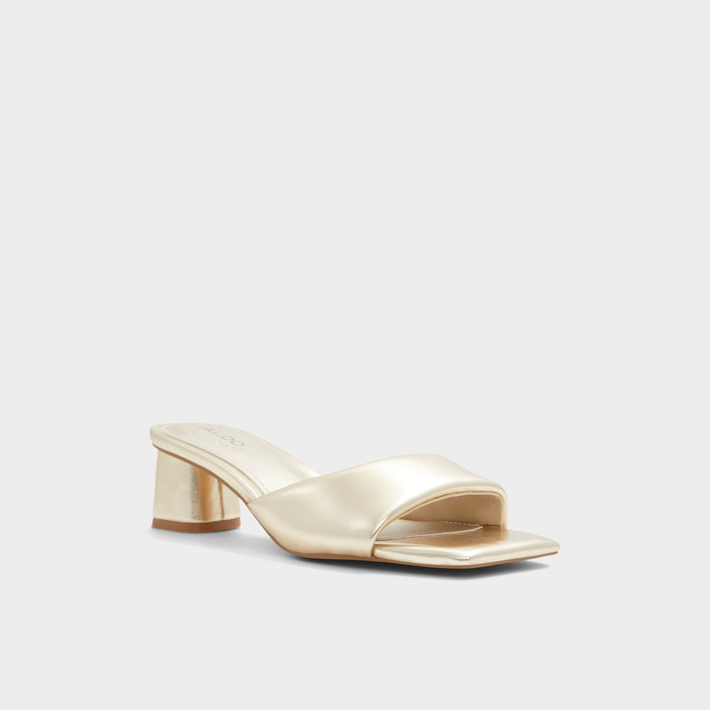 Aldo Aneka Gold Women's Heeled mules - Heeled mule, Block heel